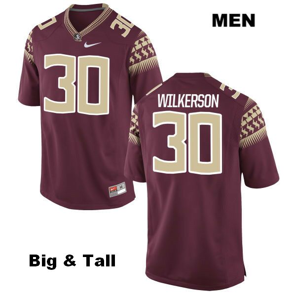 Men's NCAA Nike Florida State Seminoles #30 Jalen Wilkerson College Big & Tall Red Stitched Authentic Football Jersey LKA6469KX